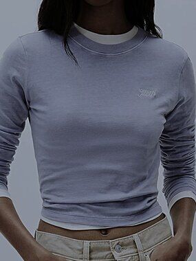 Tommy Hilfiger Jeans Long Sleeve Logo T-Shirt Slim Fit Junior Large Dusk Purple